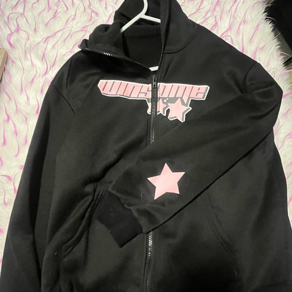 Black and Pink Women's V-Neck Sweater